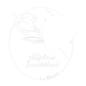 Logo de alpine institut en blanc client du studio Ütopiya
