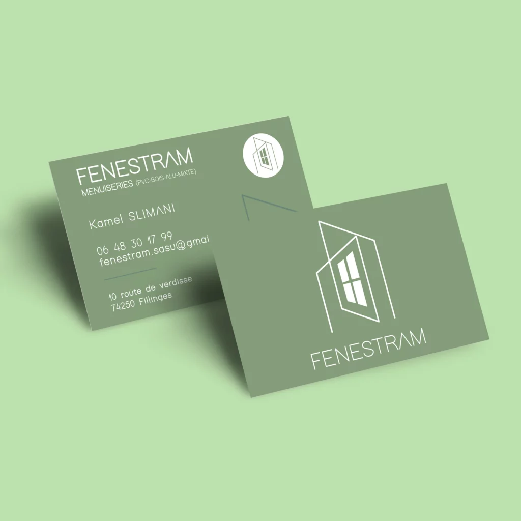 mockup des cartes de visites de fenestram produit et créer par le studio Ütopiya