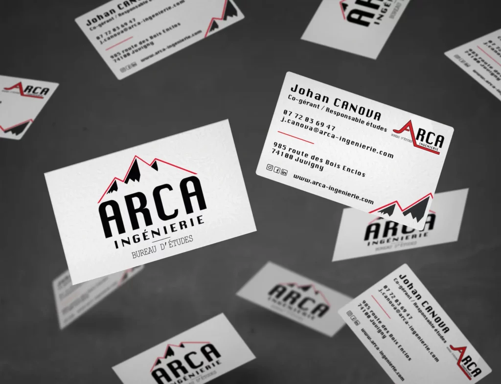 Mockup carte de visite de Arca créer et produit par le studio utopiya